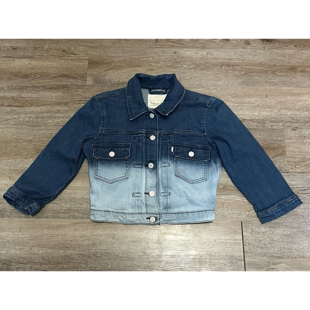 Levis Jean Jacket Girls Size S Blue‎ Fade Long Sleeve Button Denim